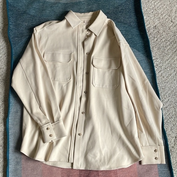 H&M Cream Lightweight Oversized Shirt Jacket Casual Fit - Picture 10 of 13
